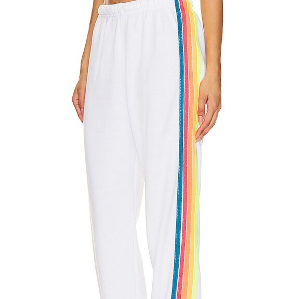 Aviator nation white striped sweat pants